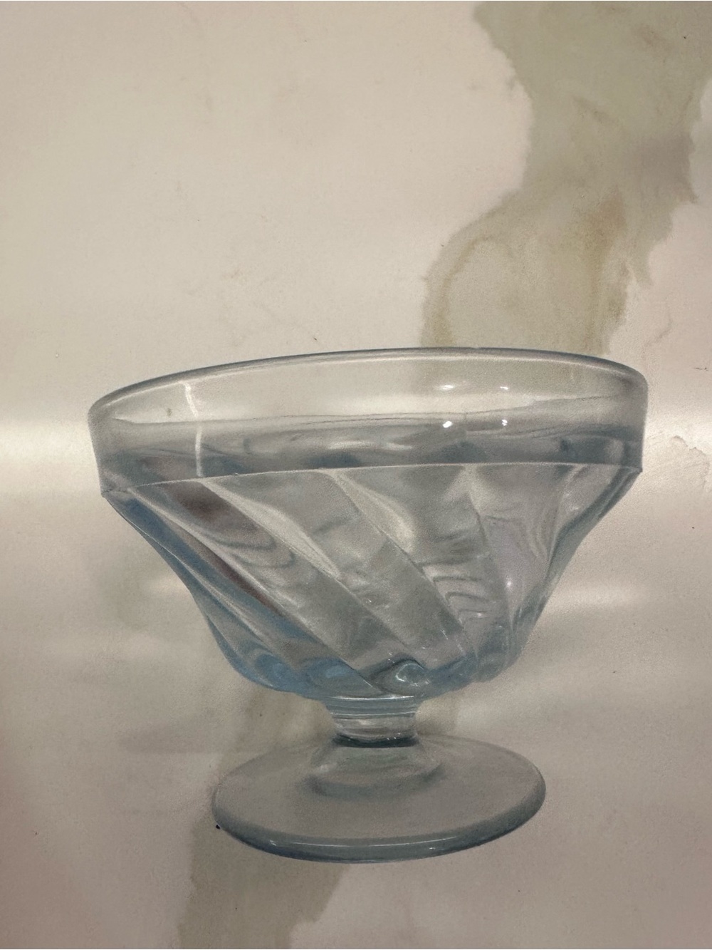 Vintage Light Blue Swirled Glass Dessert Compote
